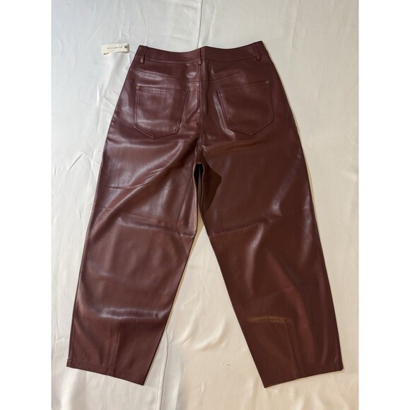 Pilcro/Anthropology Faux Leather Wine The Breaker Casual Pants Cropped 29 New - Picture 8 of 16